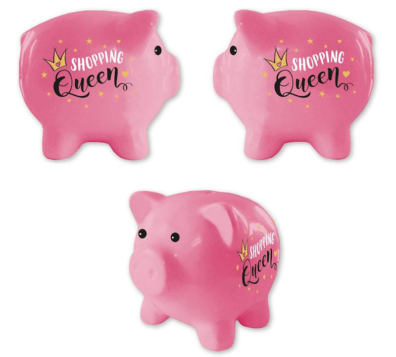 Tirelire Shopping Queen 12 cm, rosé