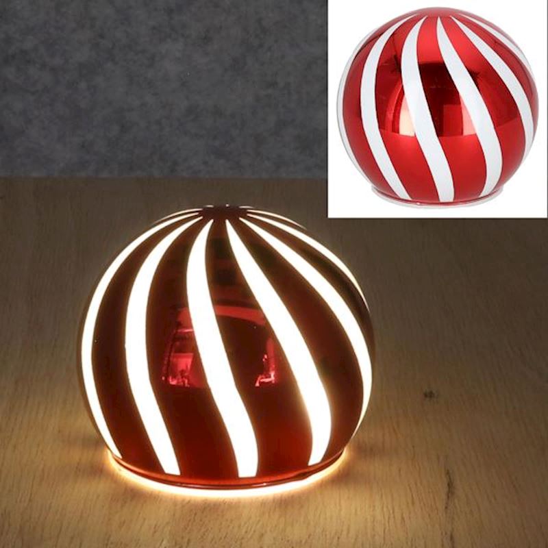 LED Kugel zum Aufstellen rot/weiss 10 cm