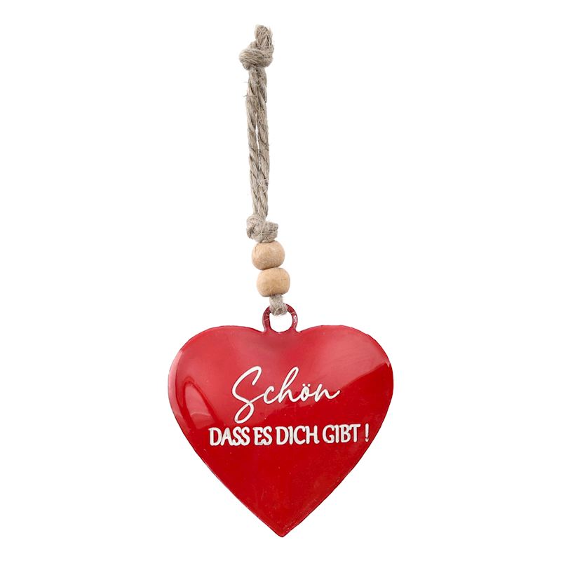 Coeur un pedentif rouge en métal, 6 cm