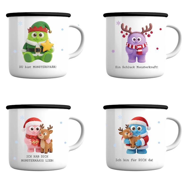 Metall Tasse Mutmacher Xmas Monster, 300 ml, 4 sort.