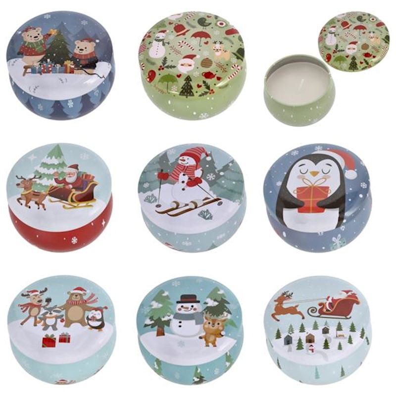 Duftkerze in Dose 8 sortiert Weihnachten 6.5 cm