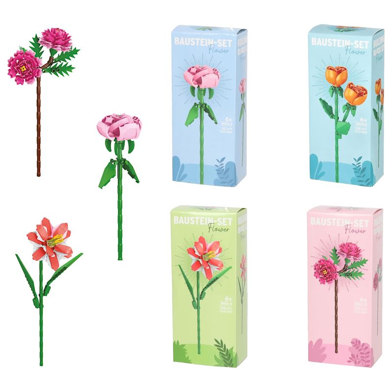 Jeu de blocs de construction fleur, 26 cm 4 ass.