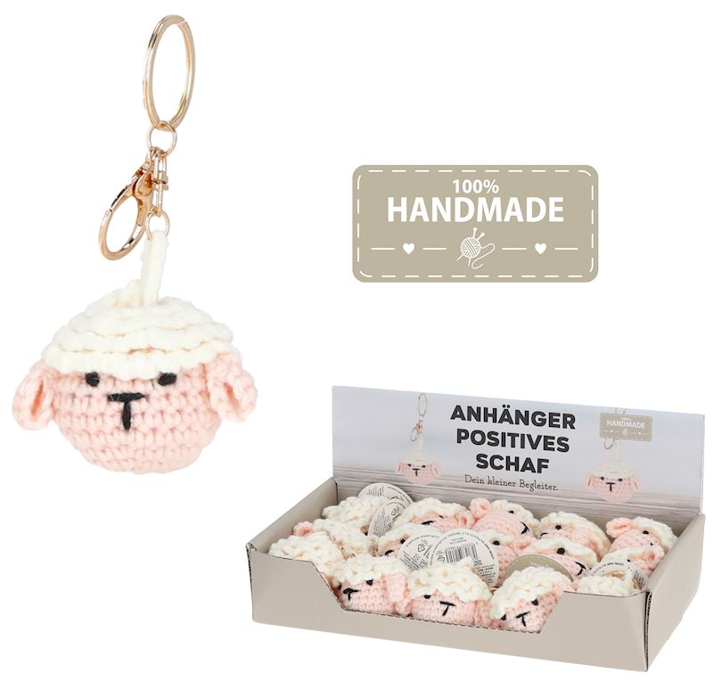 Schlüsselanhänger Schaf 6 cm Positive Sheep, Häkelschaf