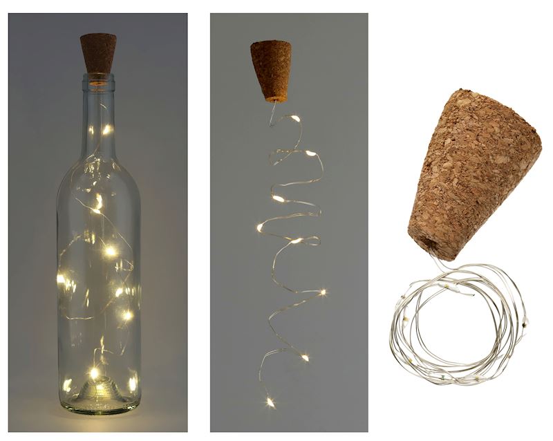 Lumière de bouteille avec bouchon de liège 8 LED blanc