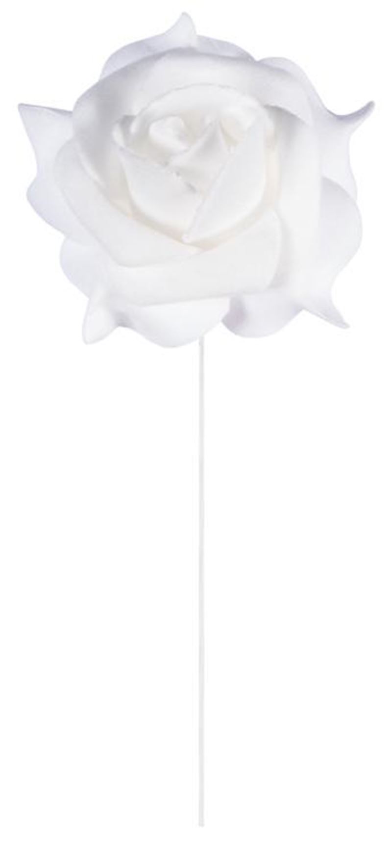 Roses sur tige blanc 5 cm set de 4