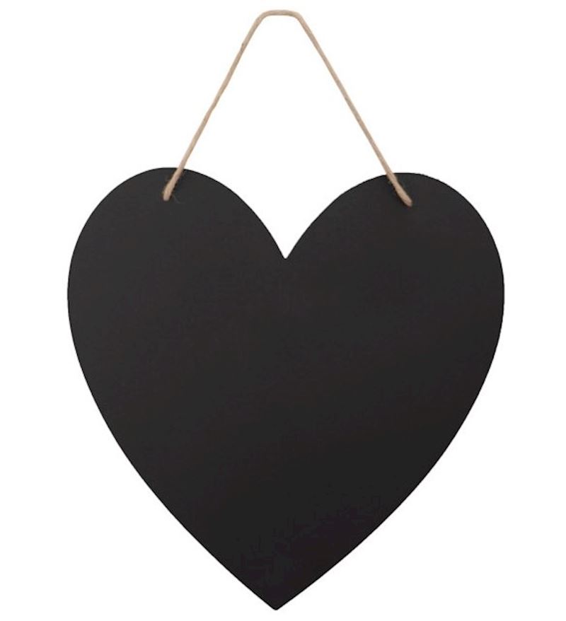 Ardoises carton noir coeurs 30x30 cm avec lien jute