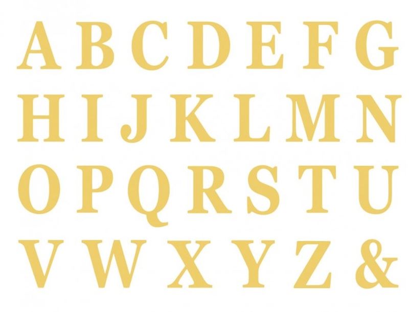 Set de 48 lettres adhesifs or 13.5cm