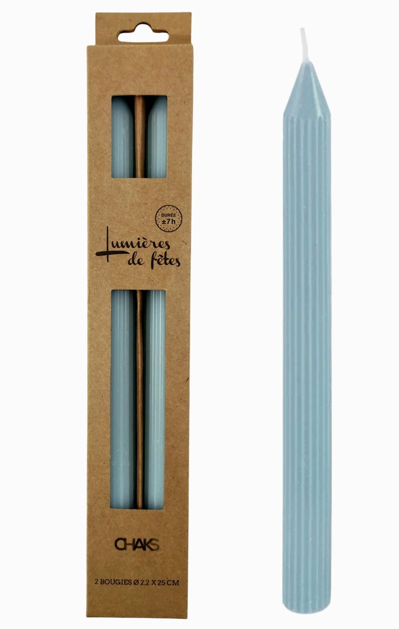 Stabkerze pastelblau 2 Stk. 2.2x25 cm
