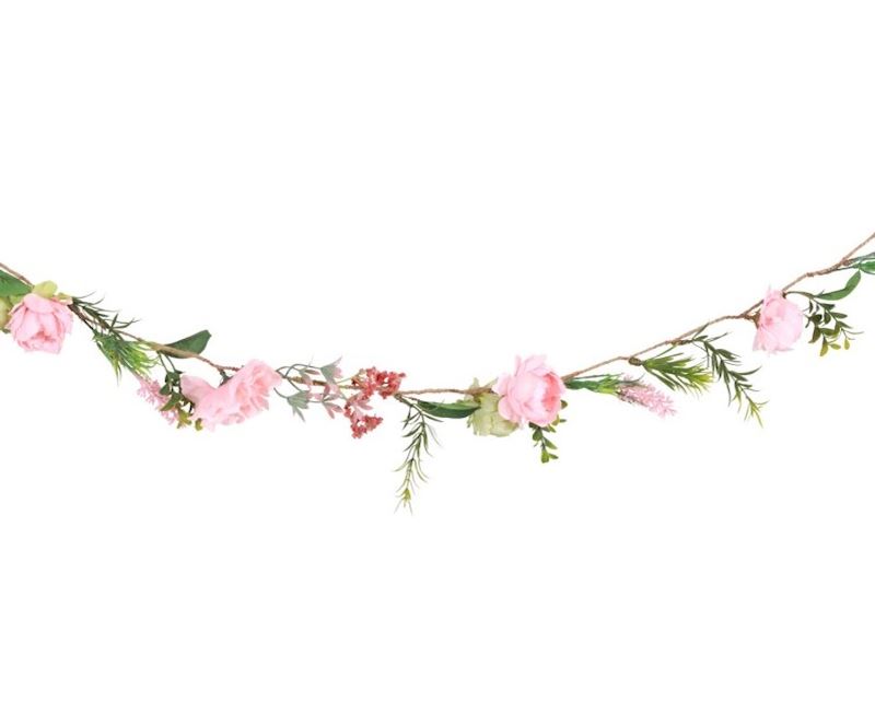 Blumengirlande rosa/grün 120 cm