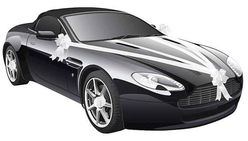 Dekoset Hochzeitsschleife fürs Auto, weiss, 5 Teilig