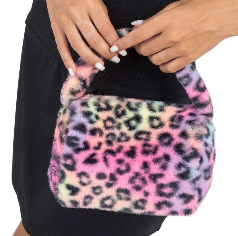 Tasche klein aus Kunstfell Leopard, 22x12 cm, mehrfarbig