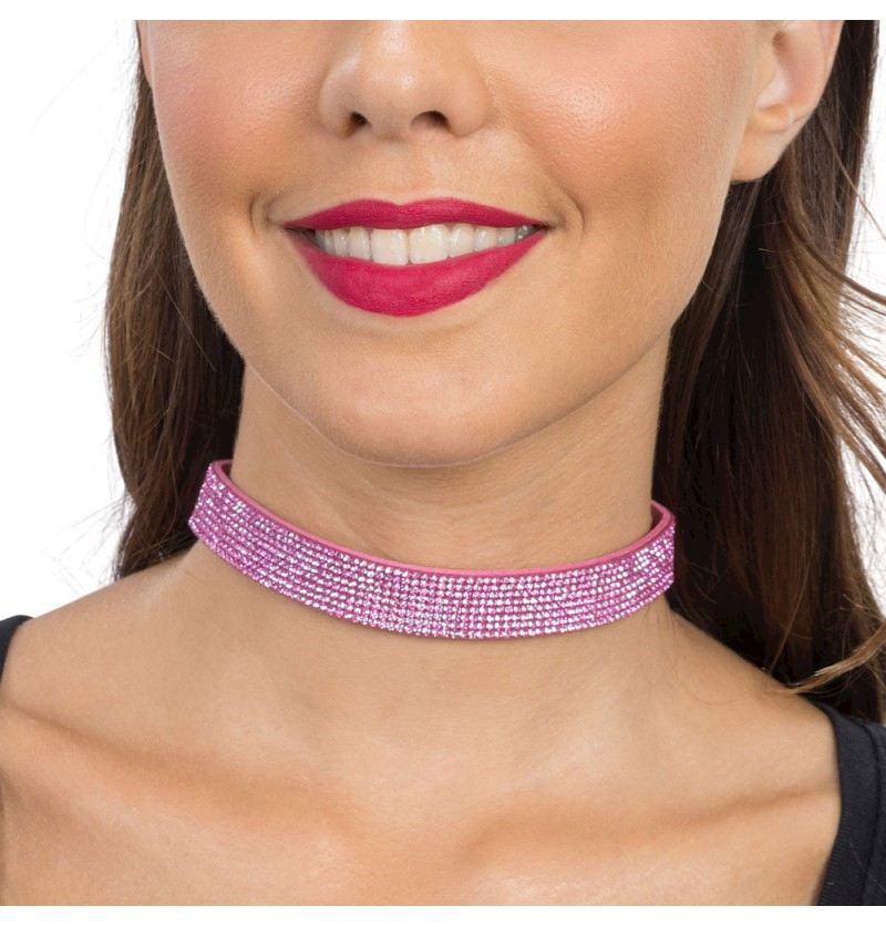 Collier aus Strass rosa 40x1.7 cm
