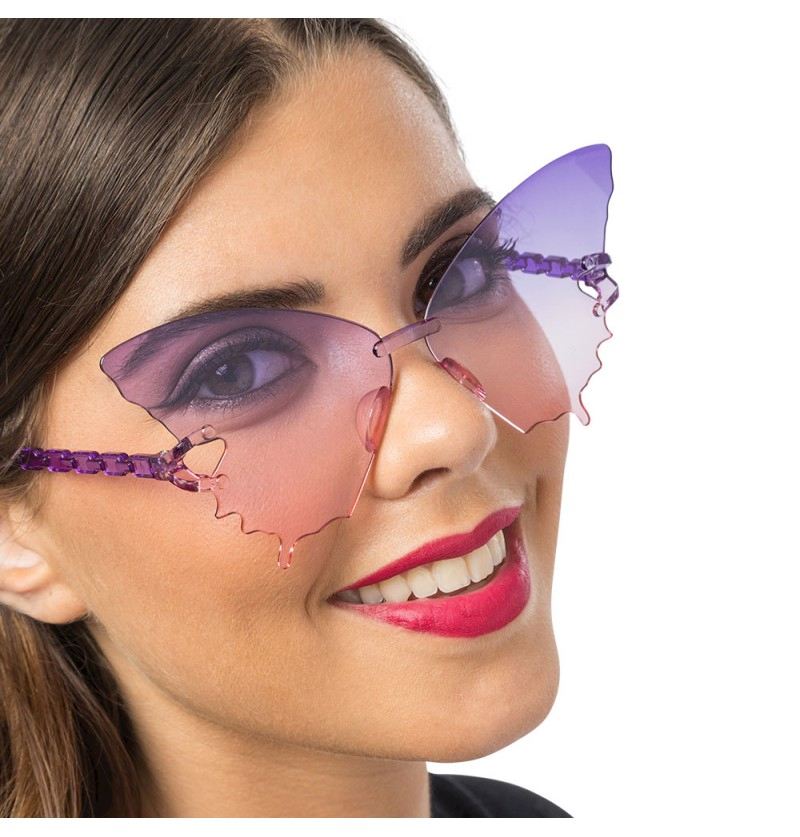 Partybrille violet Gläser Schmetterling