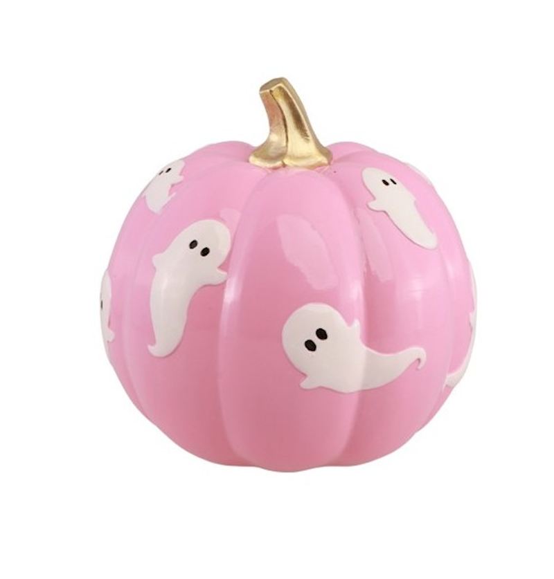 Kürbis rosa mit Geister Summerween, 14.5x14.5x14.8