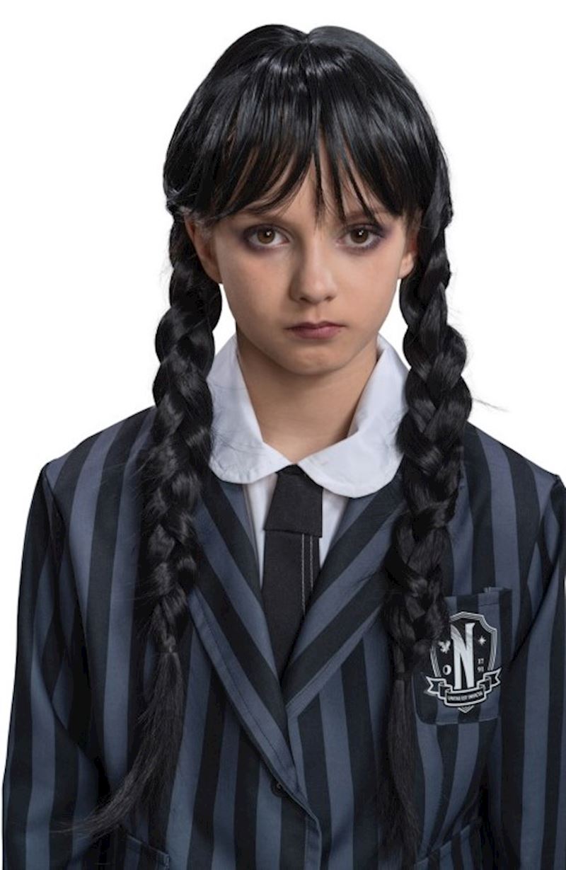 Perruque Wednesday tresses pour enfant