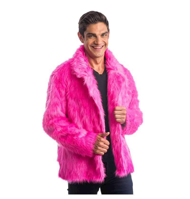 Kunstpelzmantel Fuchsia Grösse XXL Unisex