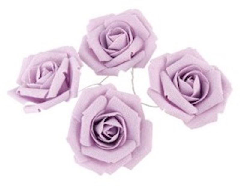 Rosen Set 4 Stk. aus Jute Farbe Lavendel 5.5 cm