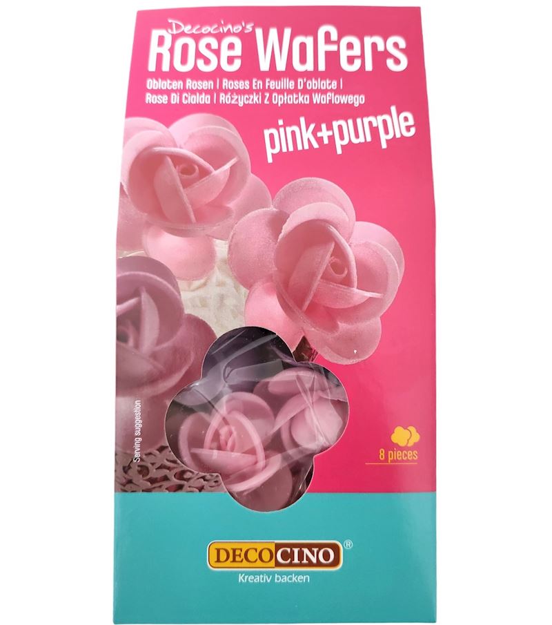 Oblaten Rosen 8 Stk. rosa & lila sortiert