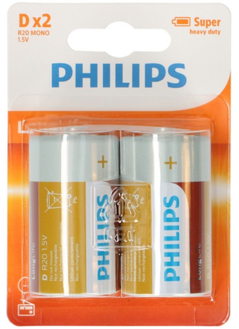 Batterien Philips R20 D Mono 2 Stk. auf Karte