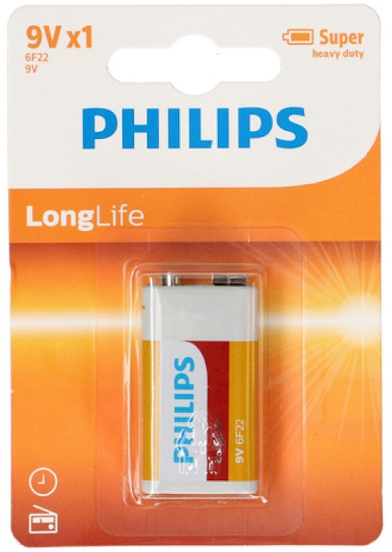 Batterien Philips 9V 6F22 1 Stk. LongLife