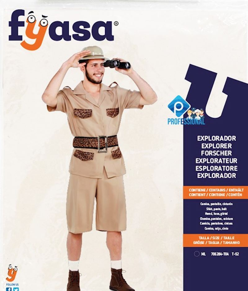 Kostüm Forscher Safari Grösse M/L Hemd, Hose und Gurt