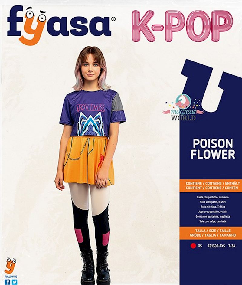 Kostüm Poison Flower K-Pop Grösse XS Shirt, Jupe & Hose