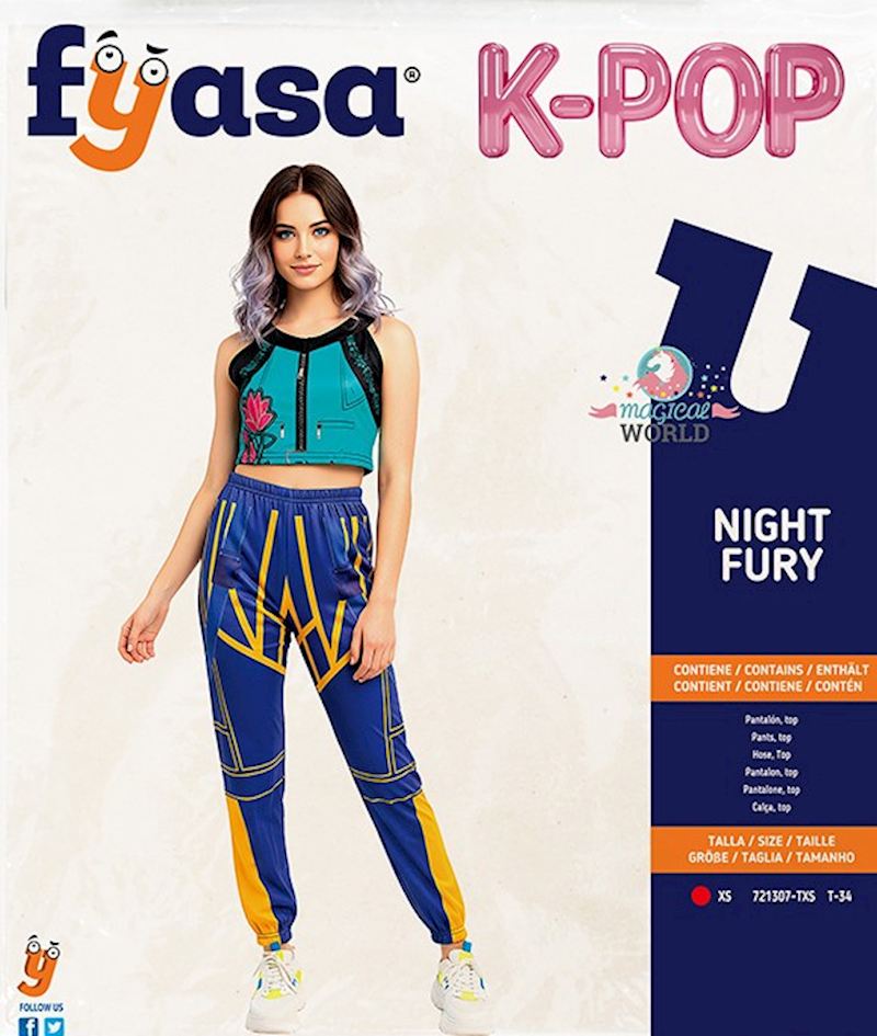 Kostüm Night Fury K-Pop Top und Hose Grösse XS