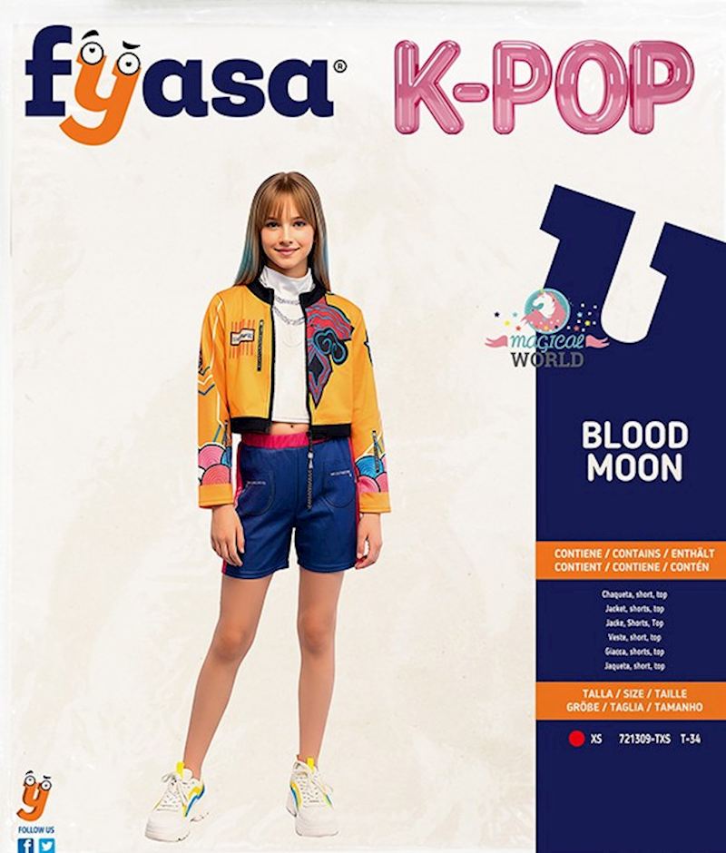Kostüm Blood Moon K-Pop Grösse XS Jacke Top und Shorts