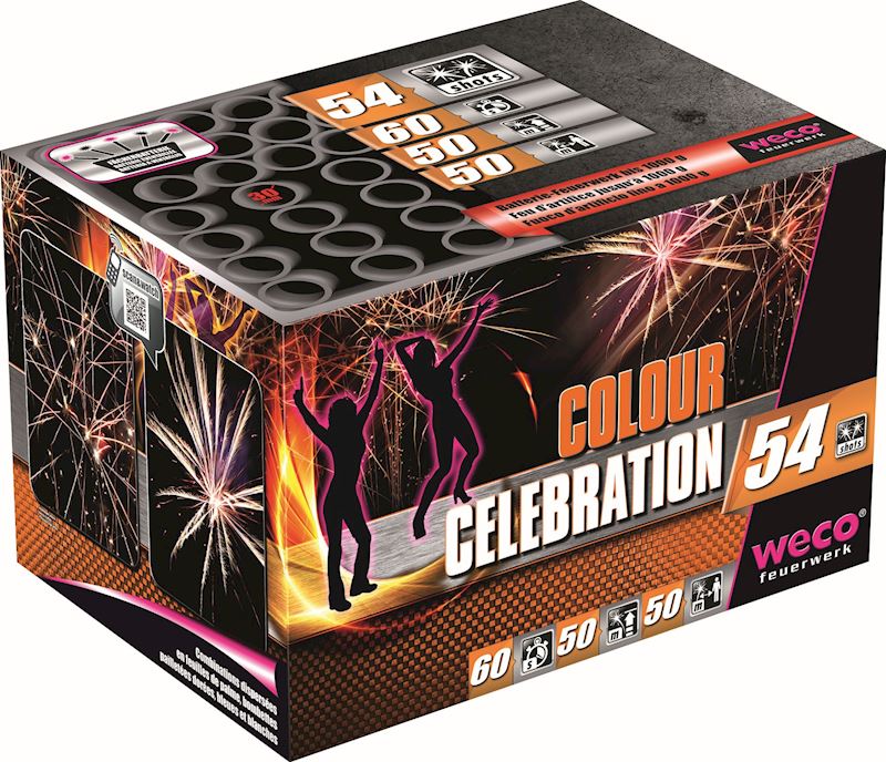 Batterie-Feuerwerk Colour Celebration, 54 Schuss Kat.3