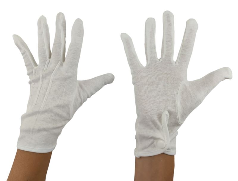 Handschuhe weiss Grösse M mit Knopf