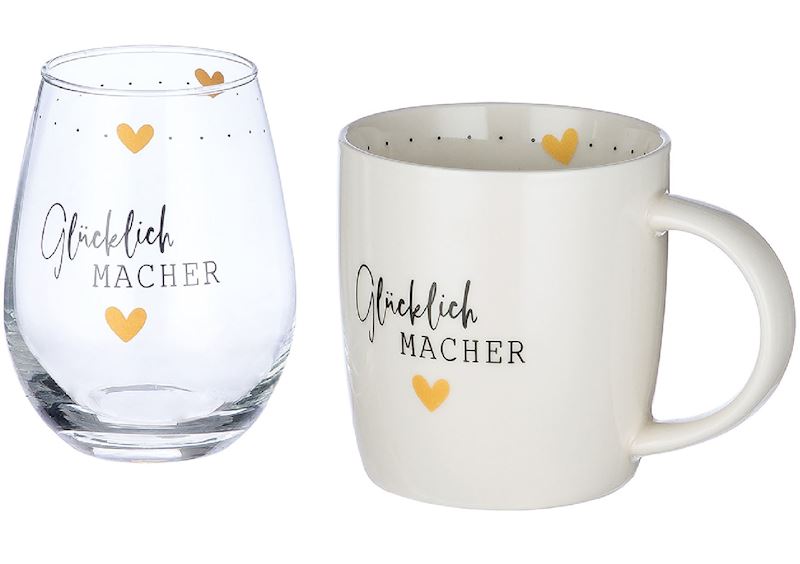 Verre à boire et tasse ventrue Glücklich Macher set 2 pcs.