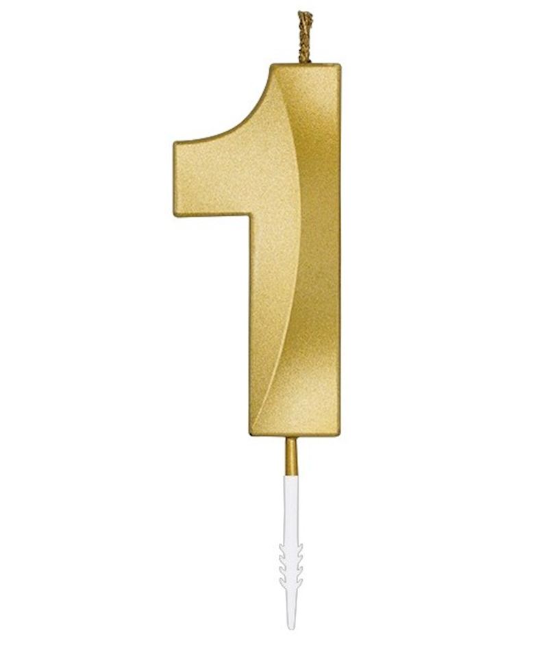 Zahlenkerze gold metallic 6 cm Zahl 1