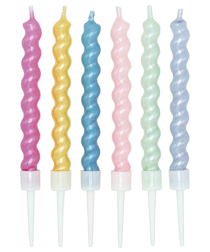 Bougies pour gâteaux 8 cm avec support, 6 pcs