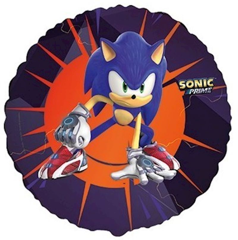 Folienballon Sonic rund 45 cm, einzeln verpackt