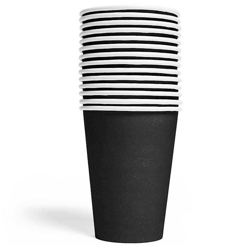 Partybecher schwarz 14 Stück 210 ml aus Karton