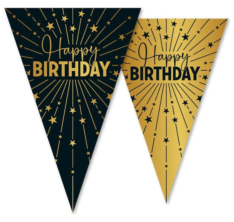 Guirlande de fanions Happy Birthday Golden Celebrations