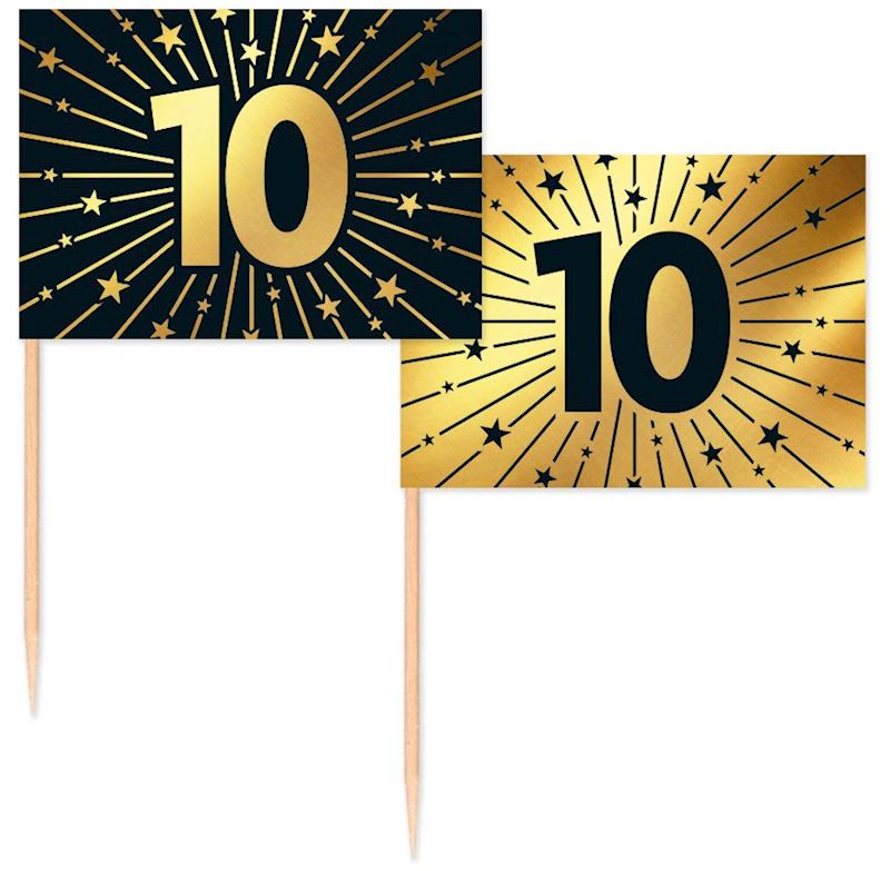 Party Picker drapeau 10, 50 pcs, Golden Celebration