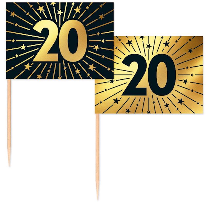 Party Picker Fahne 20, 50 Stk. Golden Celebrations