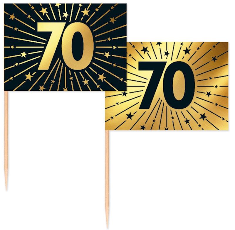 Party Picker drapeau 70 50 pcs, Golden Celebration