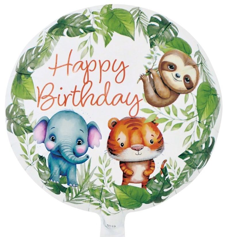 Folienballon rund 45 cm Happy Birthday Dschungel