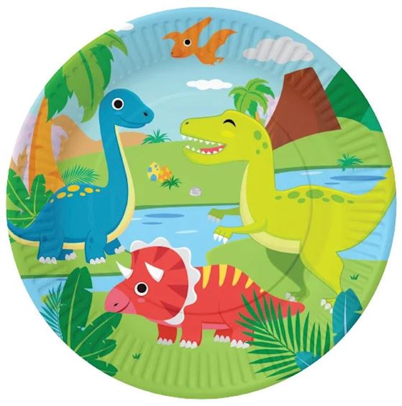 Partyteller Dinosaurier 8 Stk. 23 cm