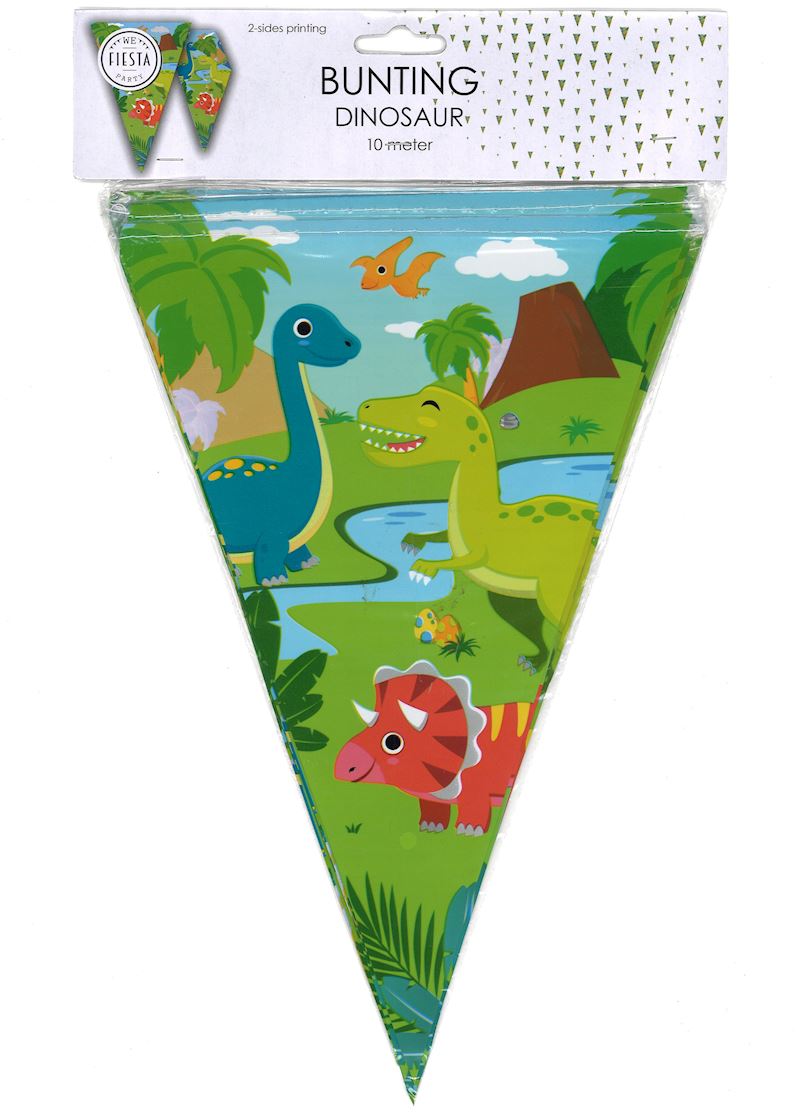 Guirlande de fanions dinosaures 10 m, 20x30 cm