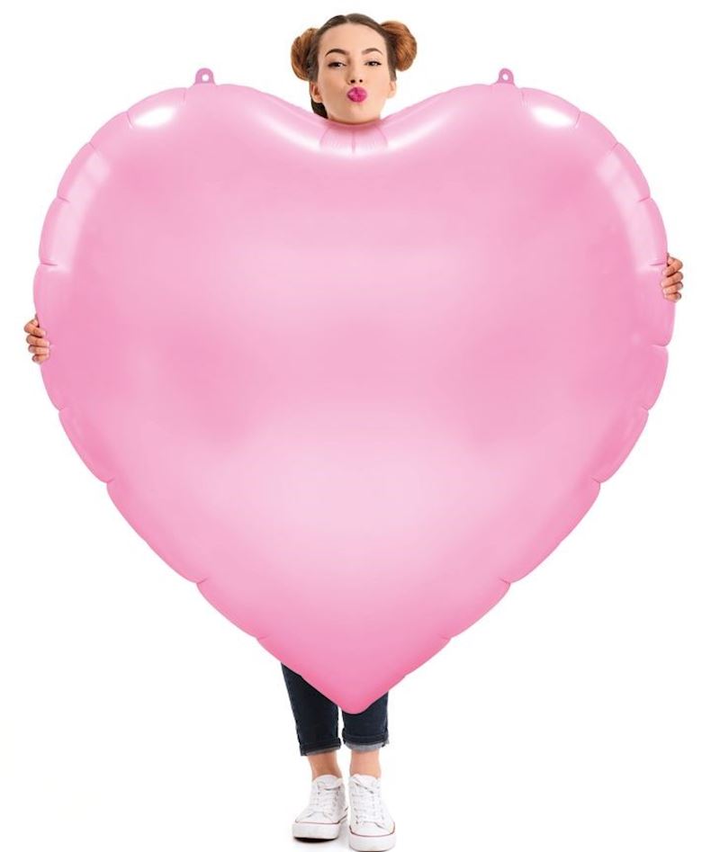 Ballon en aluminium coeur XXL rose emballé individuellement