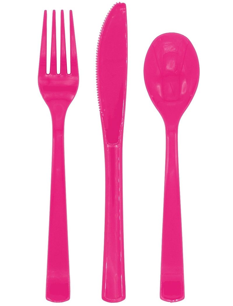 Plastikbesteck 18-tlg. Set pink, wiederverwendbar