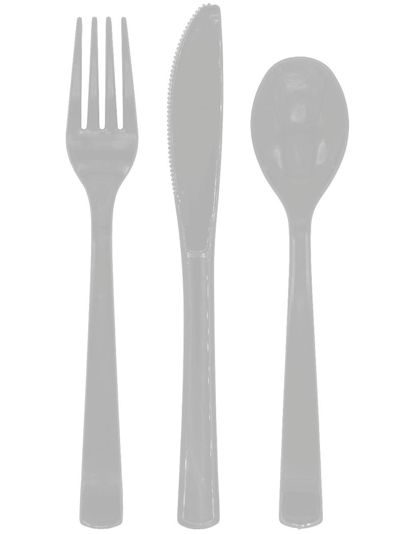 Plastikbesteck 18-tlg. Set silber, wiederverwendbar