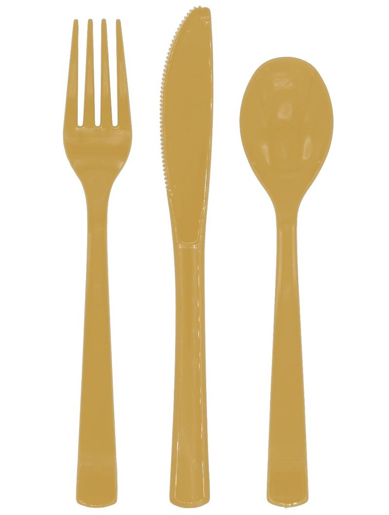 Plastikbesteck 18-tlg. Set gold, wiederverwendbar