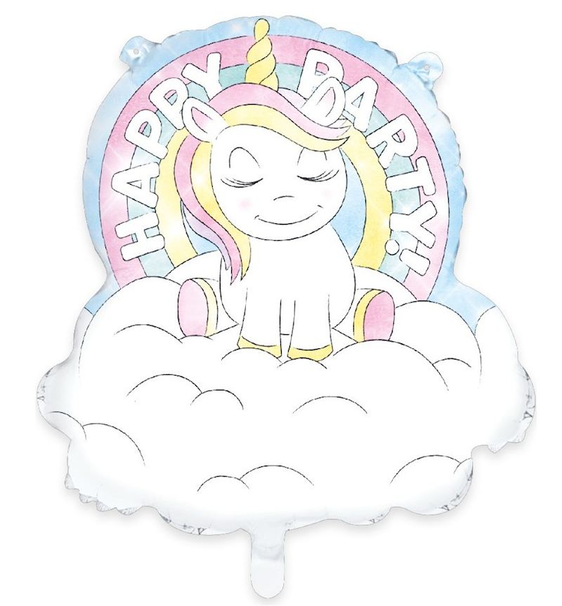 Ballon en alum. licorne emballé indiv.