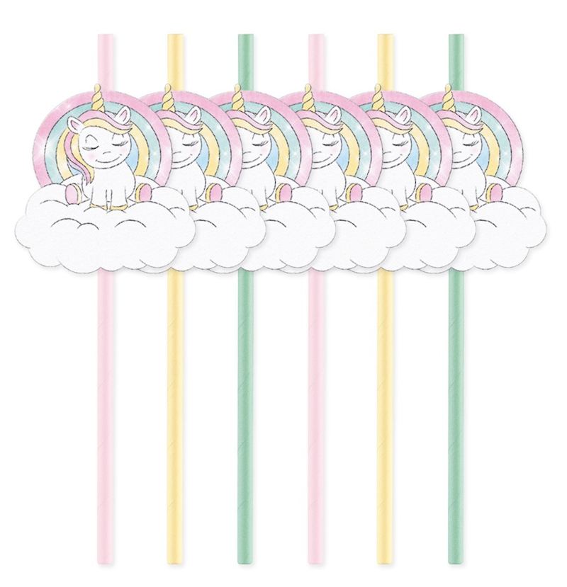 Pailles de fête licorne 6 pcs