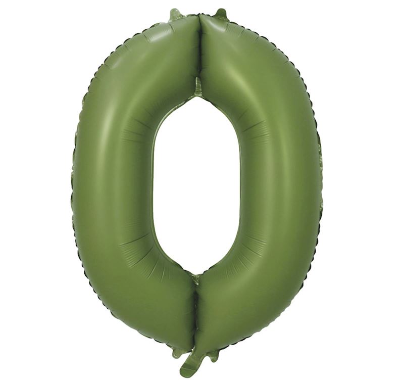 Folienballon Zahl 0 olivgrün 86 cm einzelverpackt