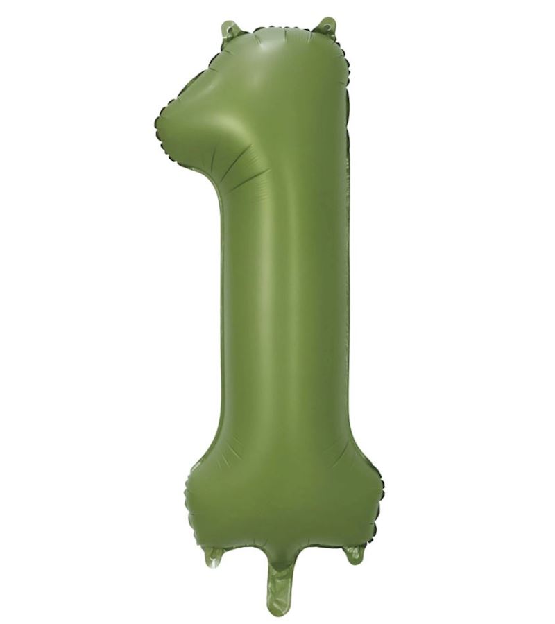 Folienballon Zahl 1 olivgrün 86 cm einzelverpackt